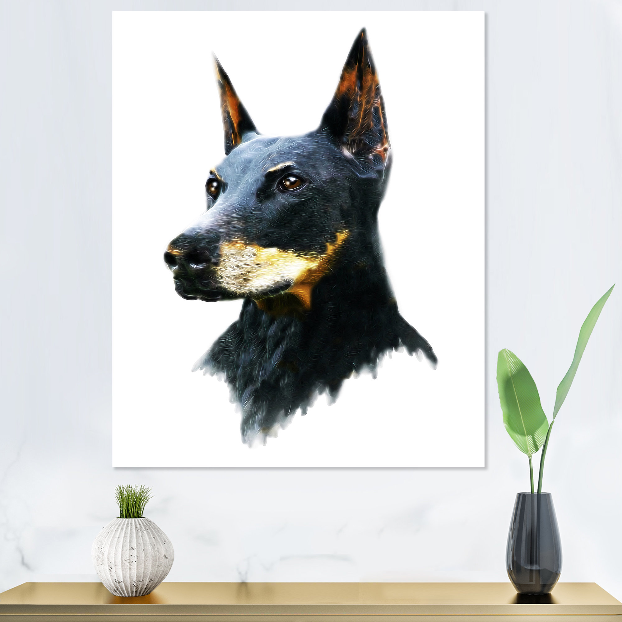 Winston Porter Cartoon Guard Dog Doberman - Wrapped Canvas Graphic Art ...