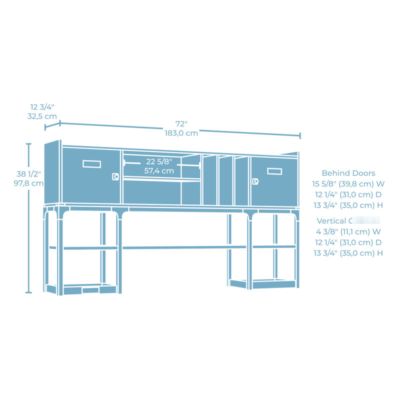 Finition brune pour les zones d'étude et les bureaux à domicile, grand espace de rangement avec portes en métal dissimulées, bacs à quatre tablettes, rangement flexible, dimensions variées pour différentes zones, installation rapide idéale