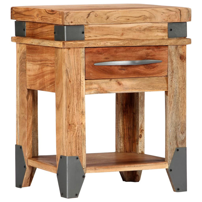 Solid Wood End Table with Storage