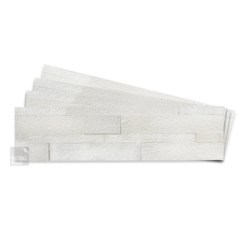 Carrelage mosaïque auto-adhésif en pierre naturelle 6 po x 24 po, Blanc pierre