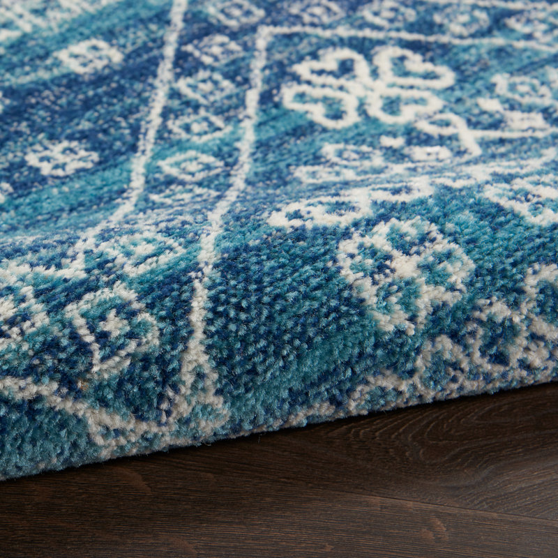 Tapis oriental bleu marine Verda, Tapis de couloir 2 pi 2 po x 7 pi 6 po