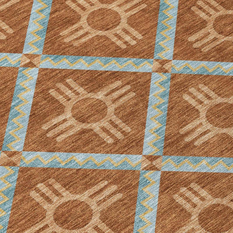 Machine Washable Indoor/Outdoor Chantille ACN2686 Geometric Rug, Paprika, 10' x 14'