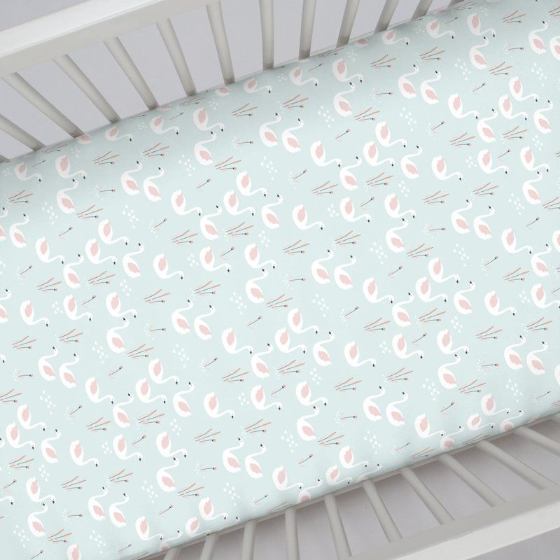 Drap-housse pour lit de bébé swan pour chambre super douce Mills, L 28 po x L 52 po, Bleu Aqua