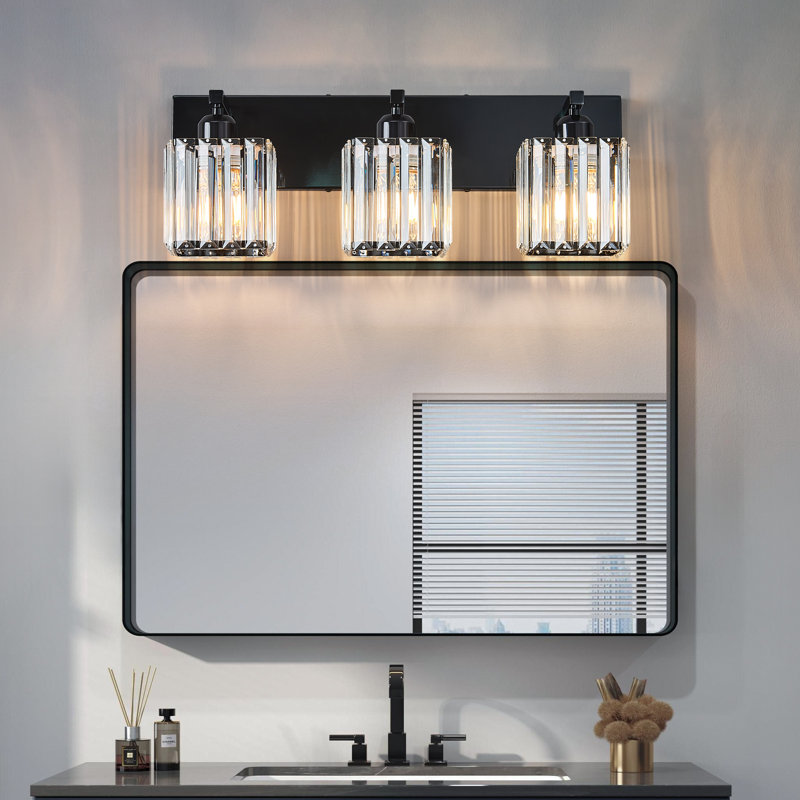 Lanceton Dimmable Vanity Light, 3 Lights, Plated Black