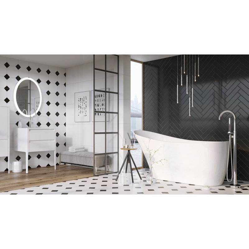 1680mm x 168mm Freestanding Soaking Acrylic Bathtub