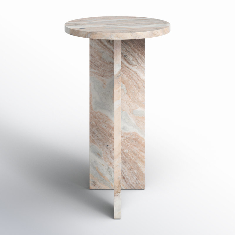 Devlin Marble Drink Table, Beige