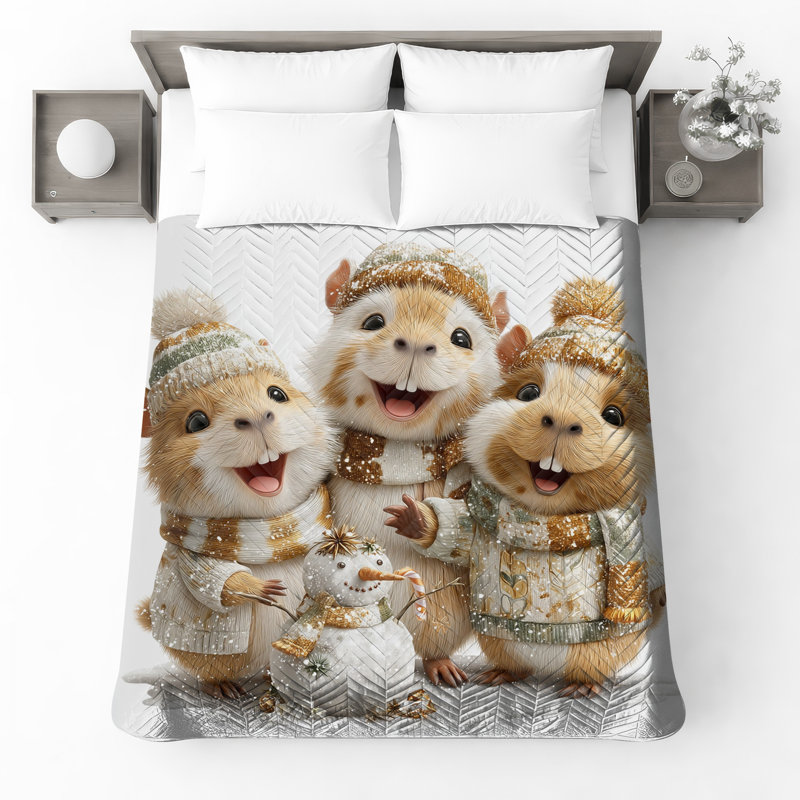 Illustration de couvre-lit animal cochons d'Inde, Grand lit