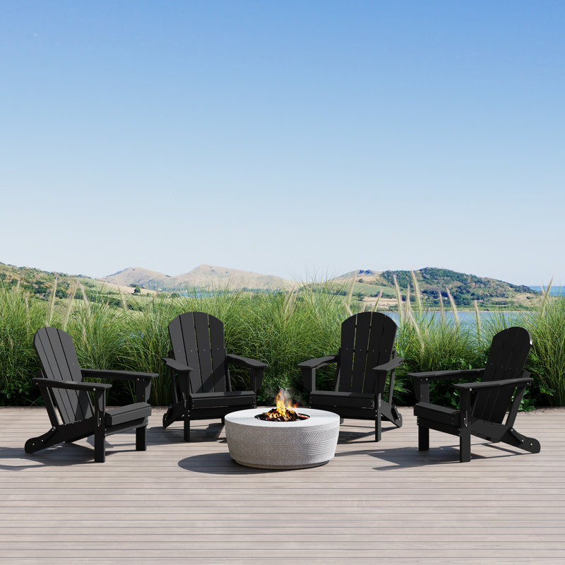 Chaise Adirondack pliante Laguna HDPE, Noir, noir, noir, noir