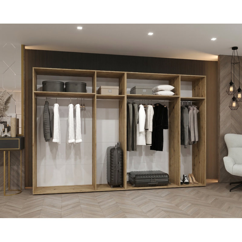 Manufactured Wood Wardrobe, artisan oak + handles: black