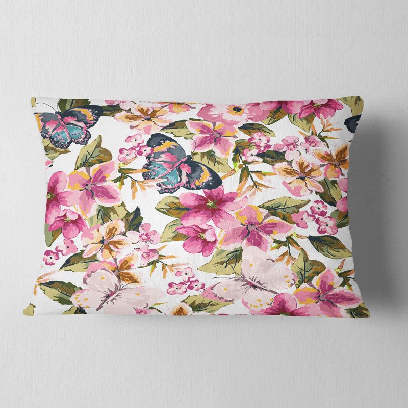 Papillons floral avec coussin décoratif à motif lombaire