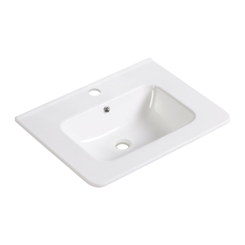 Comptoir de meuble-lavabo intégré en céramique avec robinet et drain