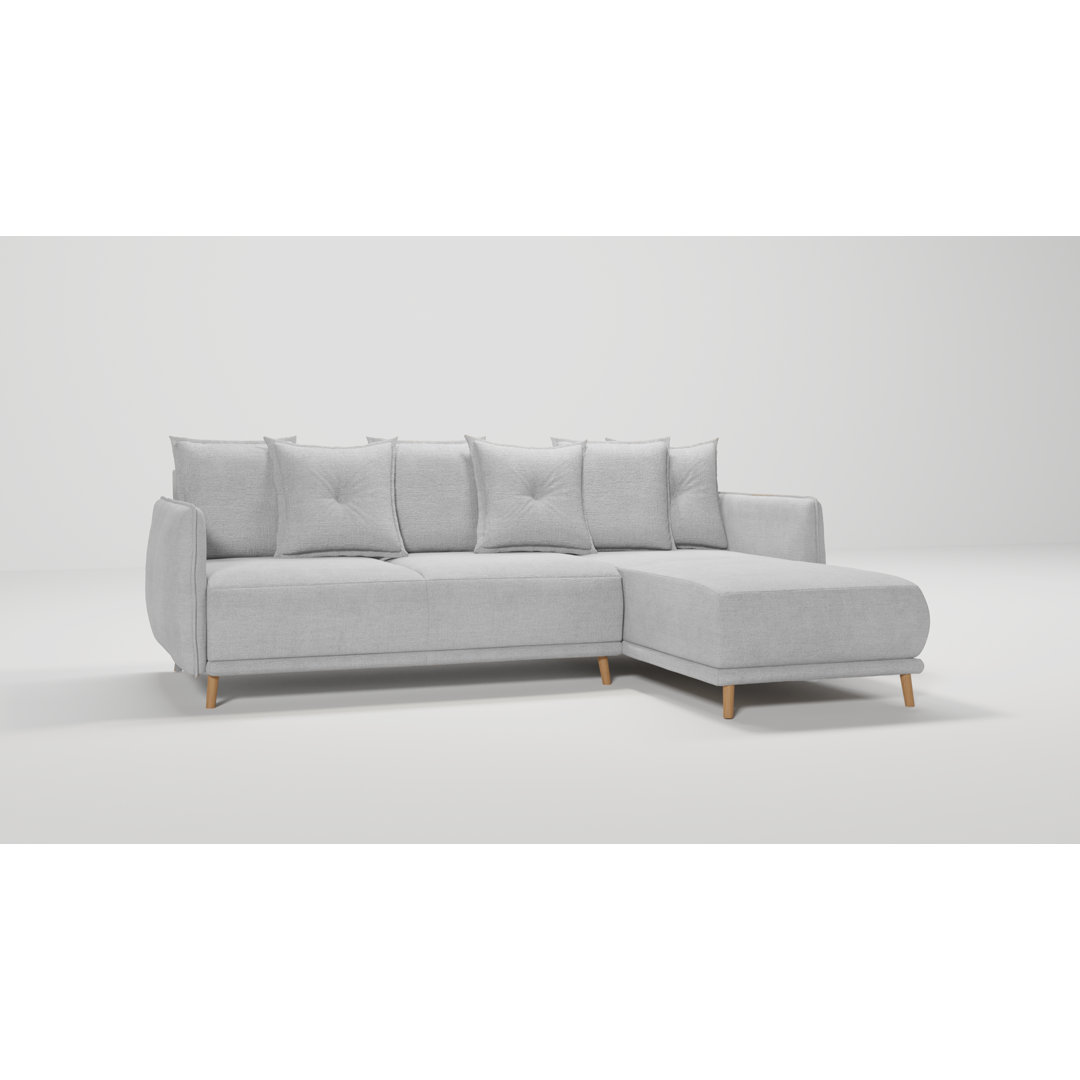 Ecksofa Edvard mit Schlaffunktion Und Bettkasten In Scandinavischem Design mit Holzfüßen aus Luxusmicrofaser