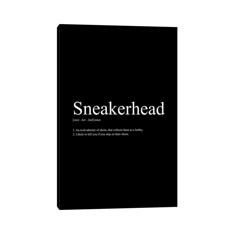«Sneakerhead Définition I» par Avesix - reproduction d'art textuel sur toile tendue, H 18 po x l 12 po x 1,5 po