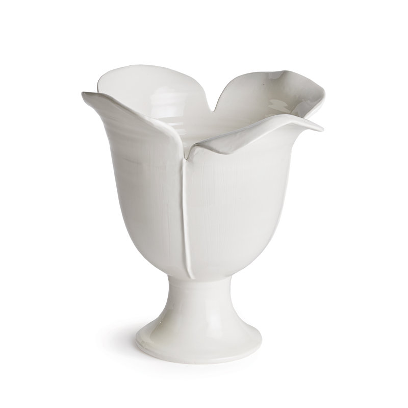 Rachana Handmade Ceramic Table Vase, 13.25" H x 11.75" W x 11.5" D, White