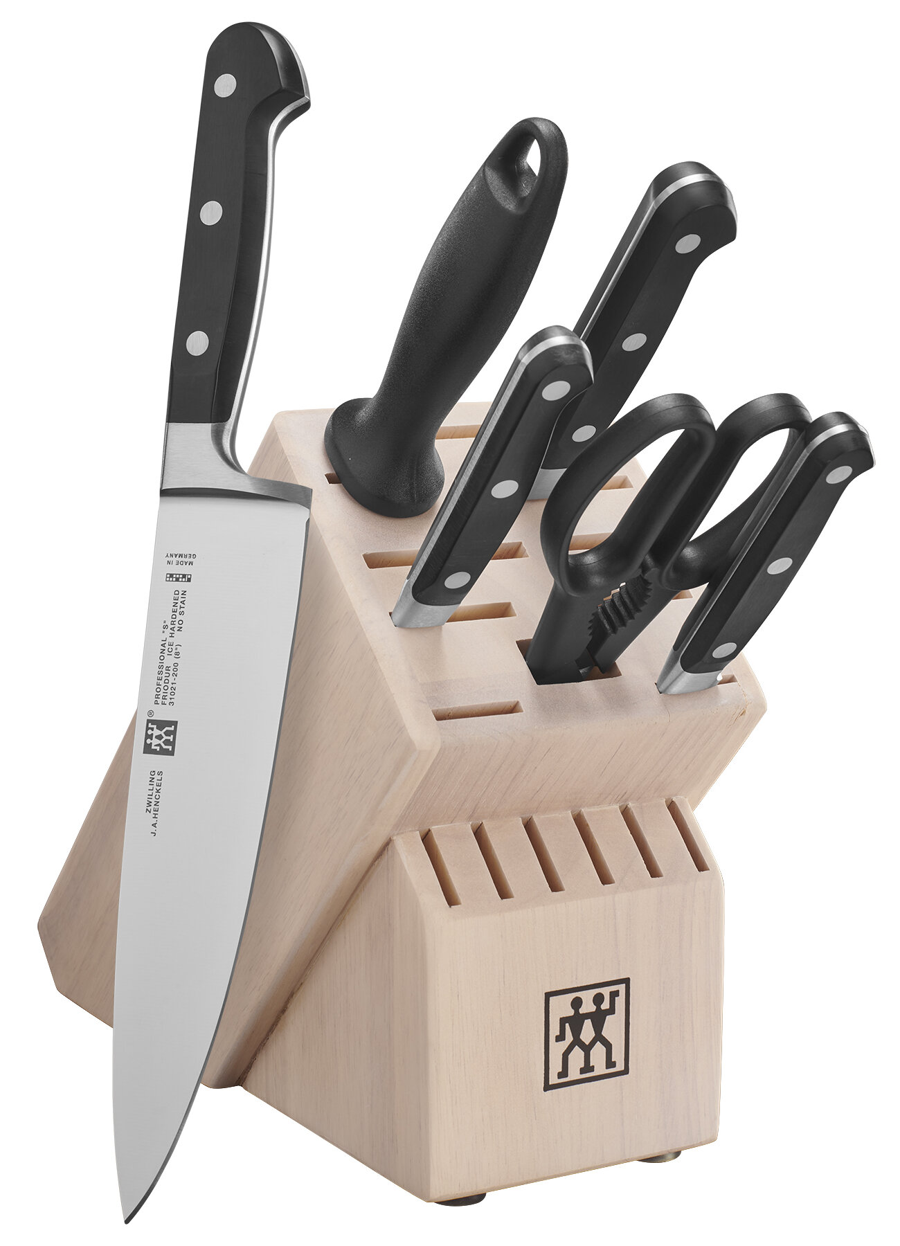 J A Henckels 6 Pc Wood Handle Knife Set w/ Wood Block Oak ? Sharpening  Steel