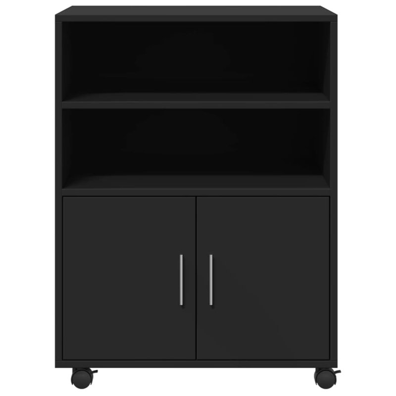 Rolling Cabinet Engineered Wood, Black