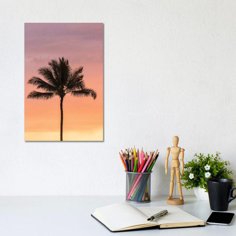 USA, Hawaii, Kauai, Lawai. Palm Tree At Sunset. by Jaynes Gallery - Wrapped Canvas Print, 20.32 cm H x 30.48 cm W