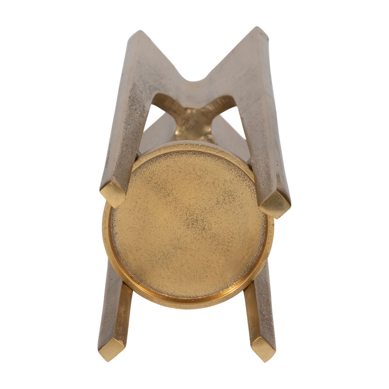Modern Metal Solid Pillar Candle Holder, Gold, 16" H x 5" W x 5" D
