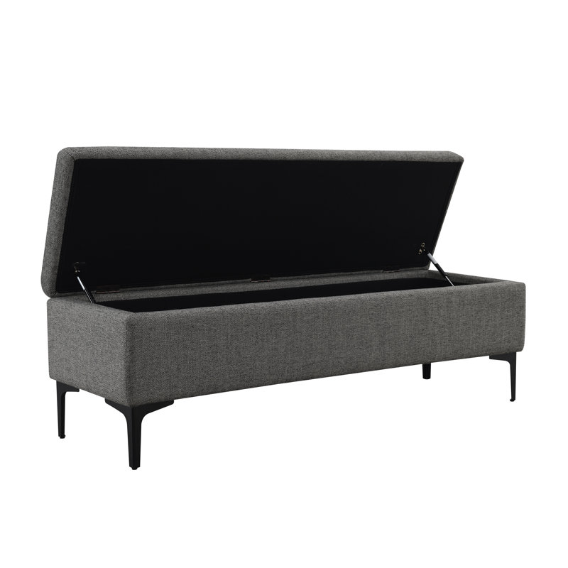 Banc de rangement rembourré 100% polyester Aquanette, gris, H 19,5 po x l 60 po x P 17,8 po