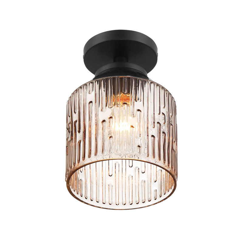 Kymiere Glass Semi Flush Mount, Matte Black, Transparent