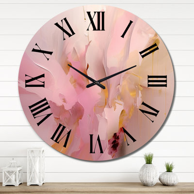 Horloge murale en métal rose