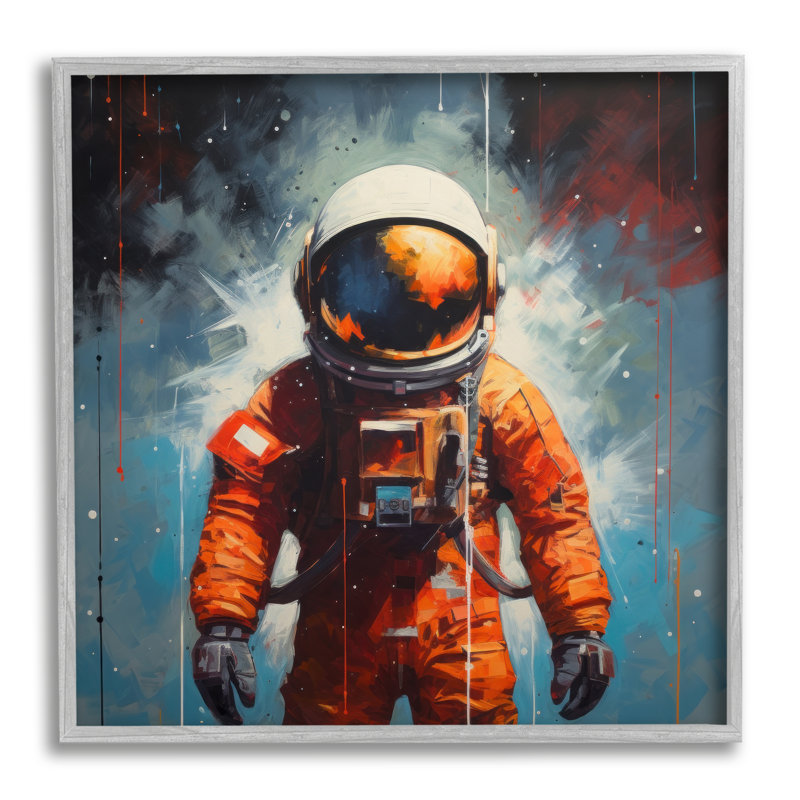 «Abstract Astronaut Portrait», reproduction encadrée sur bois par Lazar Studio, Estampe numérique Farmhouse