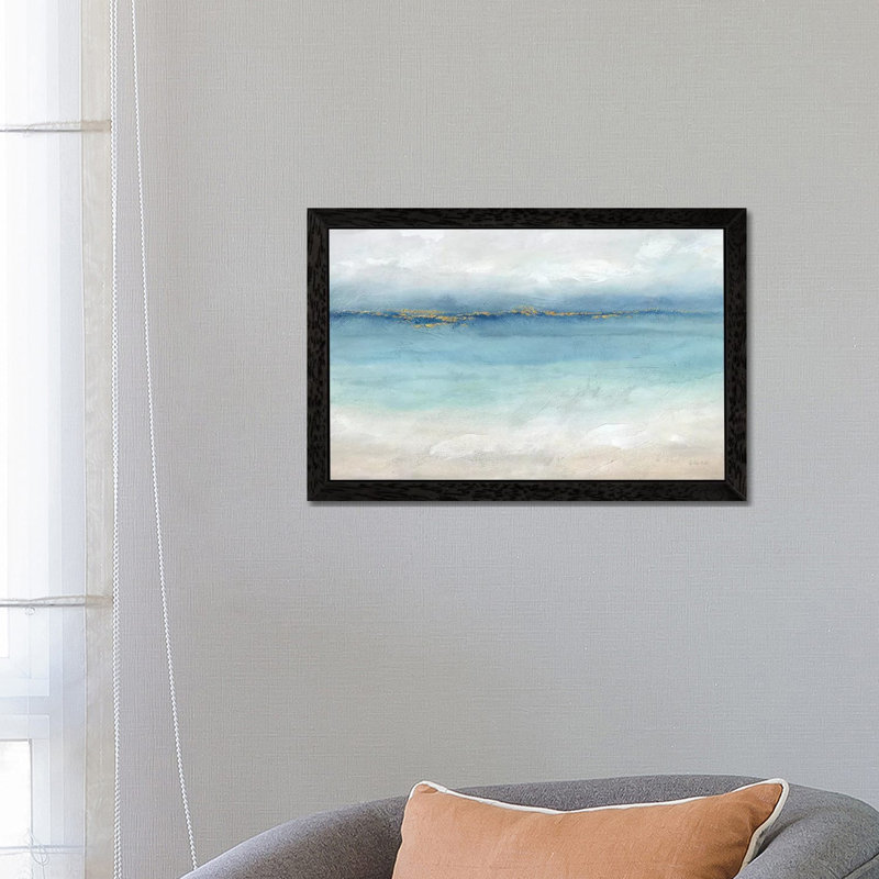 Serene Sea Landscape - Painting on Canvas, 66.04 cm H x 45.72 cm W, Black Framed