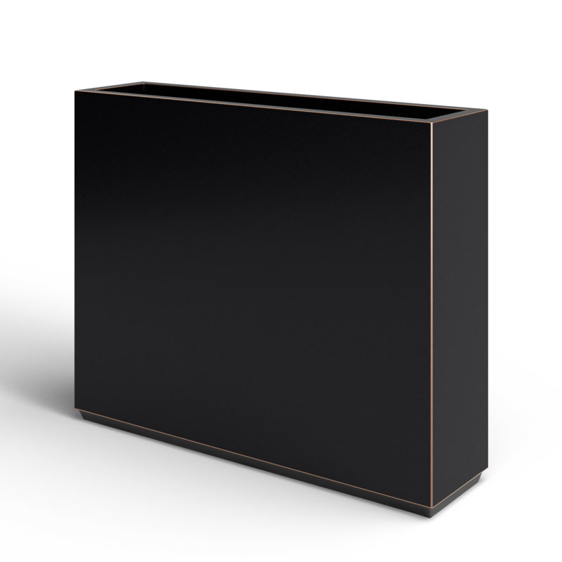 Tormund Metal Planter Box, Black/Gold Edge, 30" H x 38" W x 9.8" D