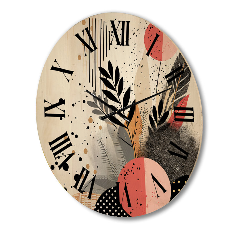 Horloge murale rétro en or rose Minimal Geometrics III, Grand