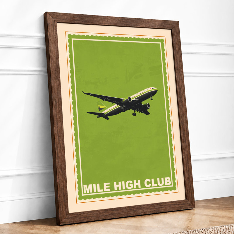 Mile High Club Retro - Framed Print, A4 - 29.7 x 21.0 cm, Walnut