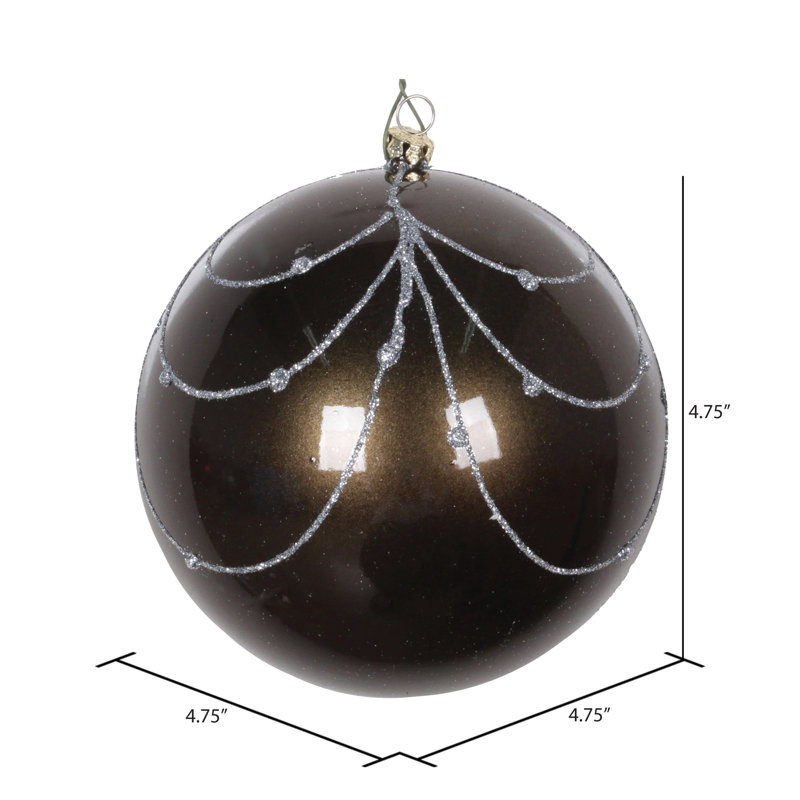 Ornement boule de rideau à paillettes bonbon, H 4,75 po x l 4,75 po x P 4,75 po, Étain
