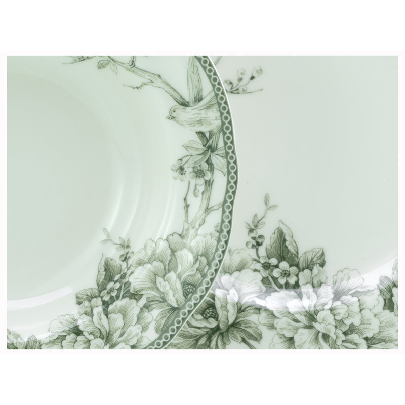 Adelaide Porcelain China Dinnerware Set Piece, White/Green