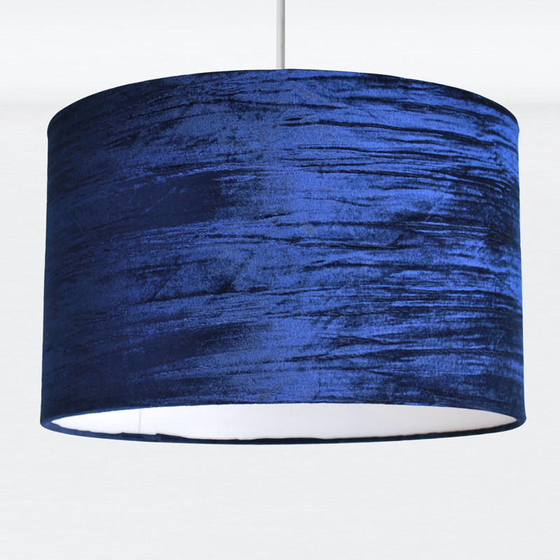 20cm H Velvet Drum Pendant Shade, Navy