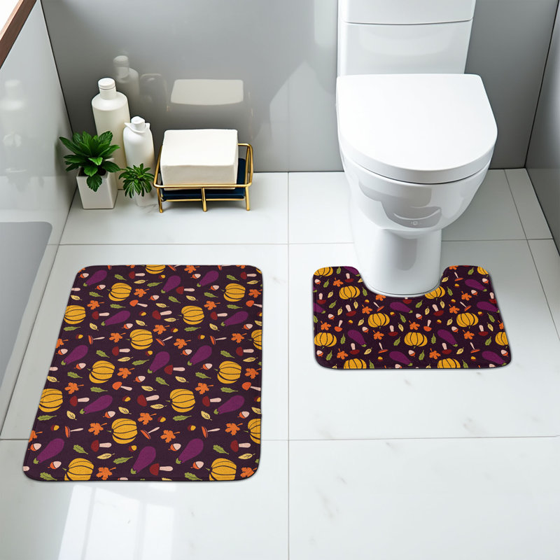  Ensemble de 2 tapis d'automne pour salle de bain Autumn