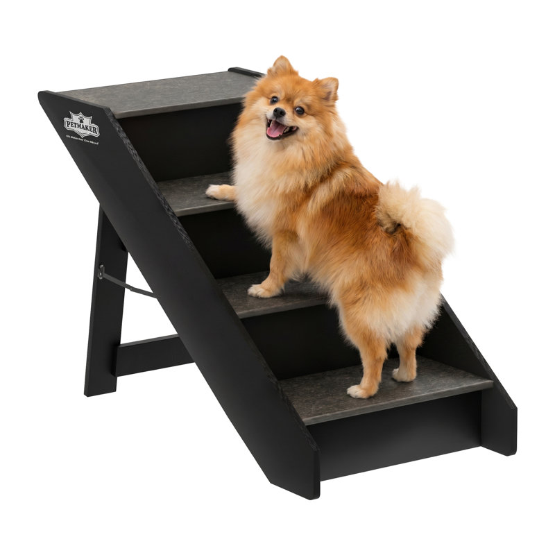 PETMAKER 4-Step Folding Cat and Dog Stairs, Gray