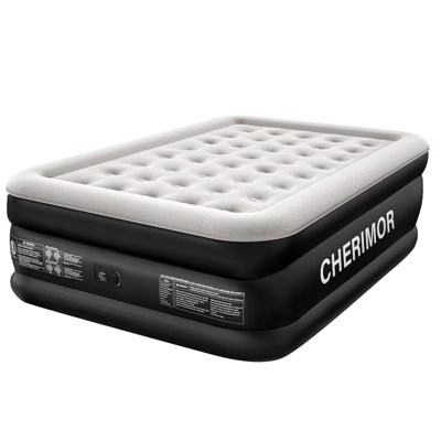 CHERIMOR 18" Queen Air Mattress, Built-In Electric Pump Included, Carrying Case Included, Single Chamber, Indoor/ Outdoor Use, 800 lb Capacity, Black