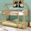 Lit superposé simple au-dessus d'une chambre simple avec tête de lit, pied de lit et garde-corps, échelle-107313349