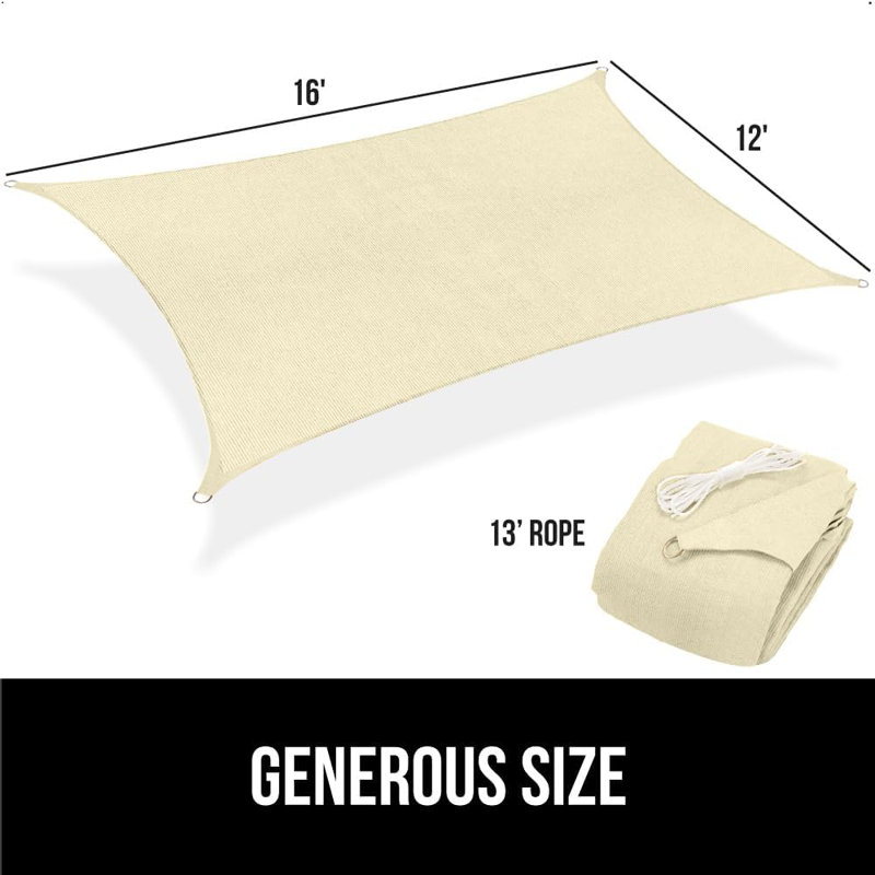 Heavy Duty Sun Shade UV Protection Fade Tear and Rust Resistant Rectangle Sunshade Canopy, Beige