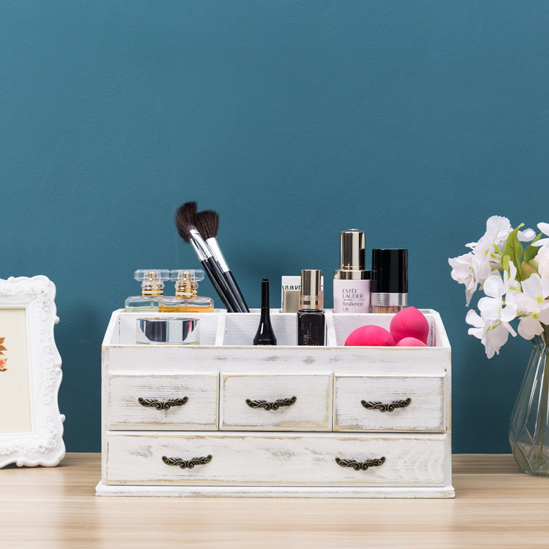 Wooden 7 Compartment Makeup Organiser