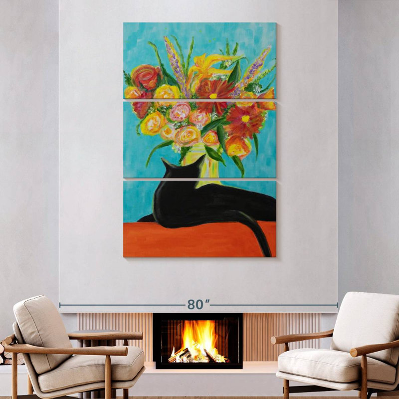 Resting Black Cat, 74" H x 48" W