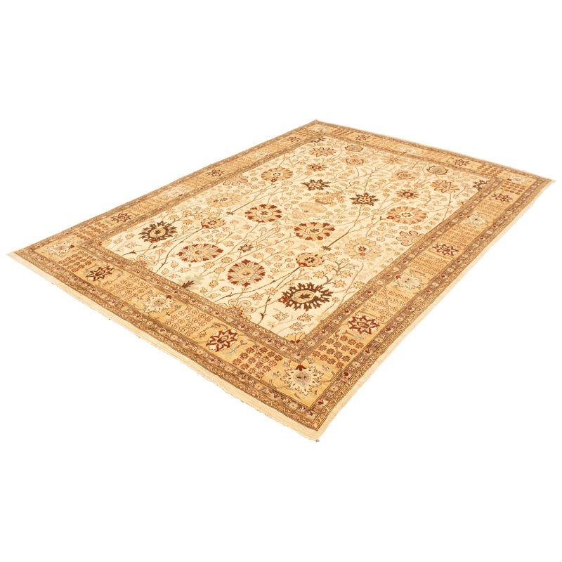 Tapis unique en laine noué à la main 9 pi 10 po x 14 pi 1 po crème New Age Chobi