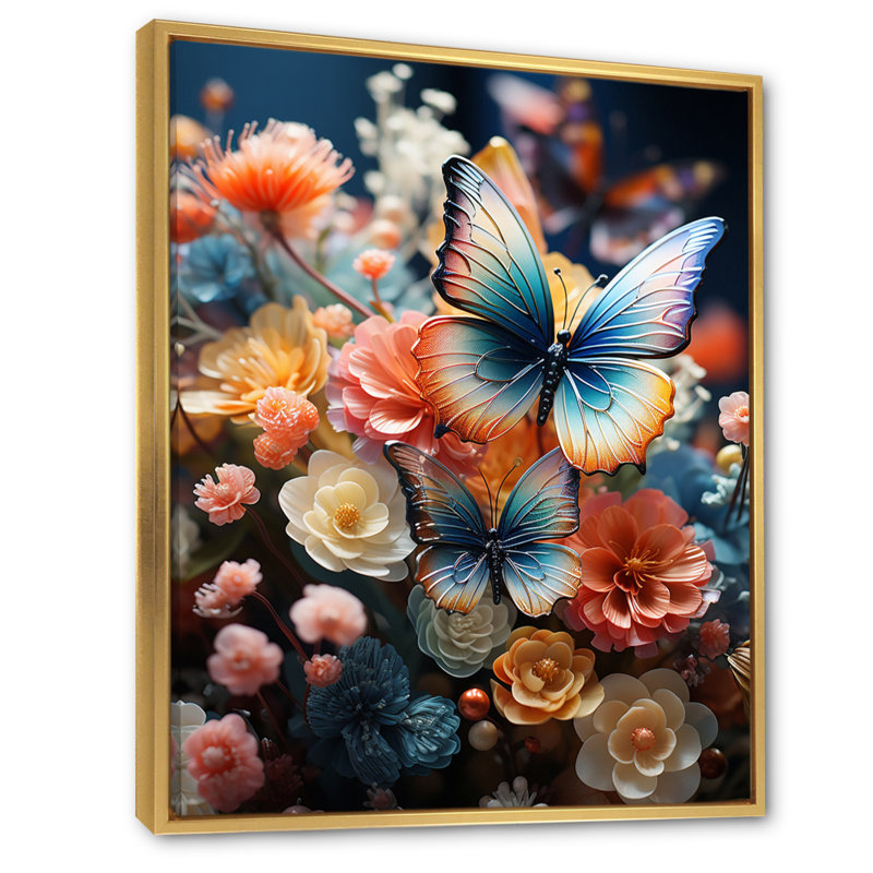Floki " Meadow I ", 44" H x 34" W x 1.5" D, Gold Floater Framed