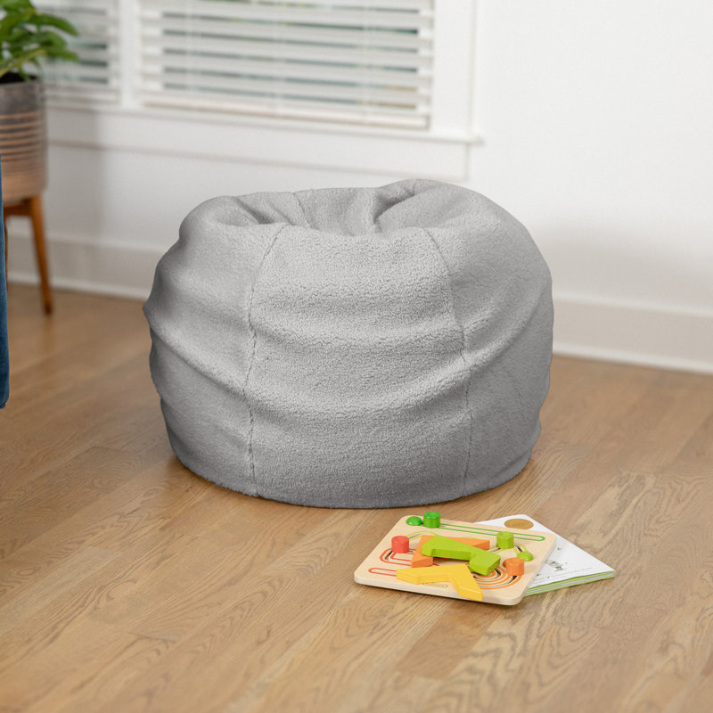 Fauteuil à billes en coton Classic, Petit, Sergé de coton gris Sherpa