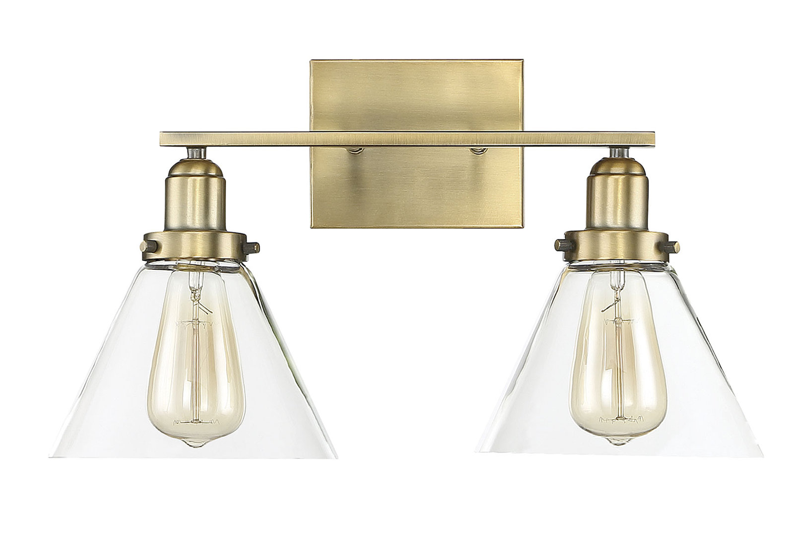 Catalina 2 Light Transparent Dimmable Bath Sconce, Warm Brass