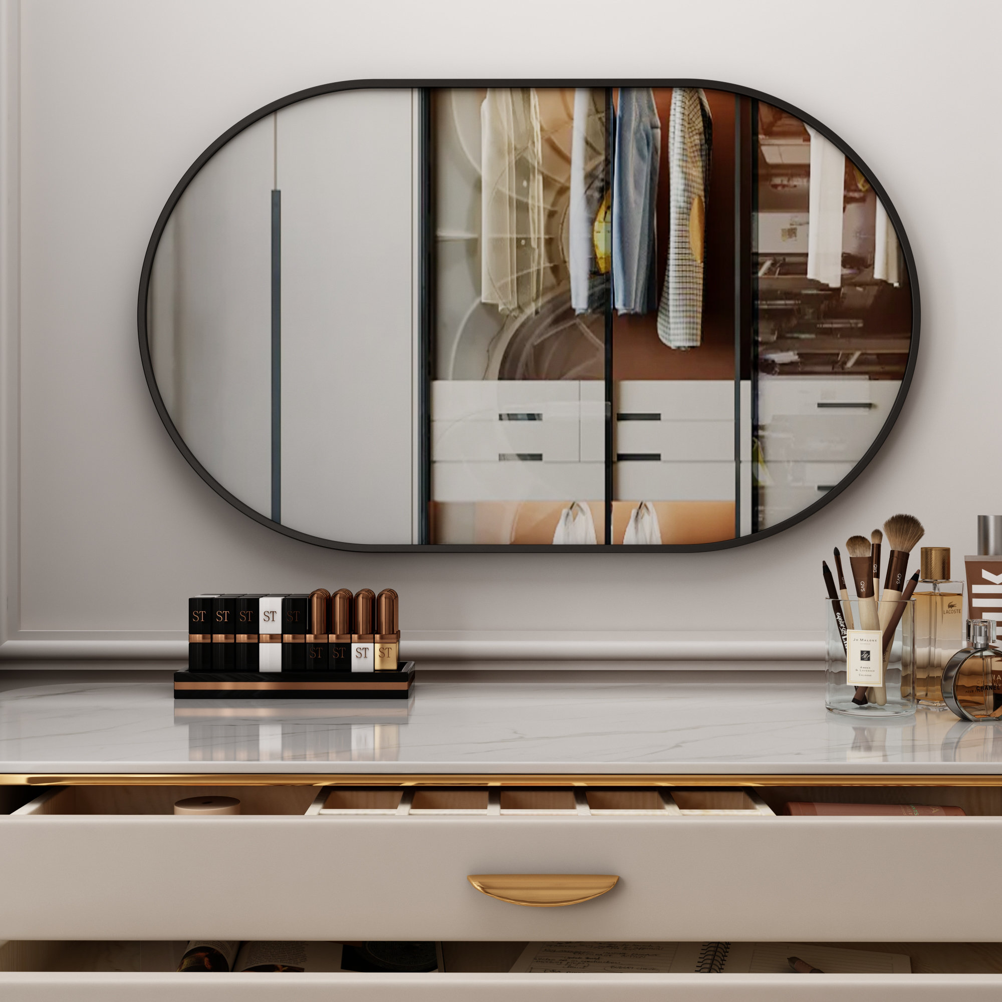 Ebern Designs Latwanna Oval Metal Wall Mirror  Reviews Wayfair