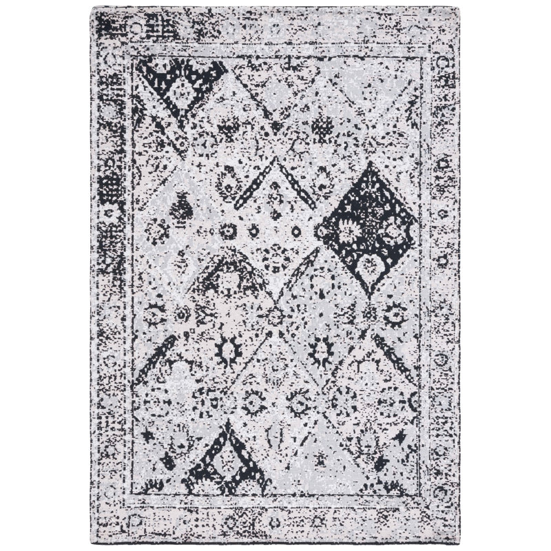 Hundt Southwestern Area Rug in Gray/White, Rectangle 2' x 5'