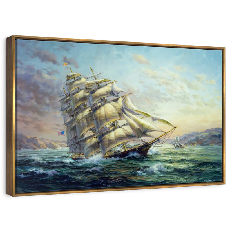 Clipper Ship Surprise, Cadre flottant doré, 43 po x 29 po