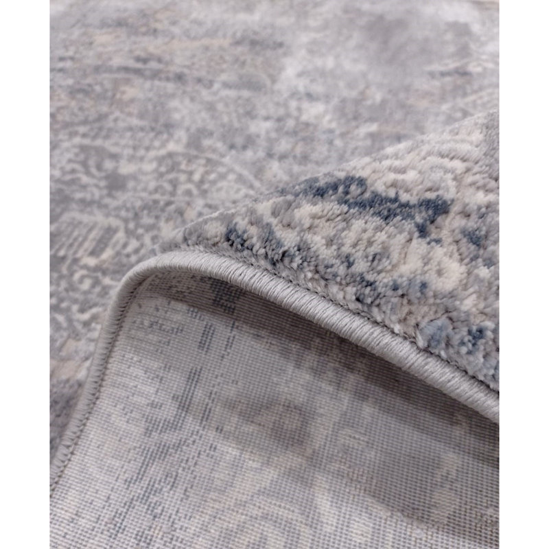 Tapis bleu en polyester Halyn, Rectangle 5 pi 3 po x 7 pi 7 po