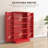 41" Kitchen Pantry Storage Cabinet, Freestanding Kitchen Cabinet with Double Doors, 5-Tier Shelf, 12 Spice Racks and Adjustable Shelves, Red-78018543