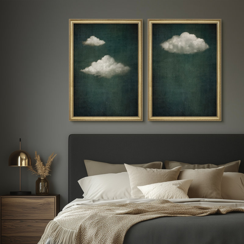 Ensemble de 2 encadrements muraux Premium Premium Vintage Fine Art Antique pour chambre à coucher - 26 po x 36 po
